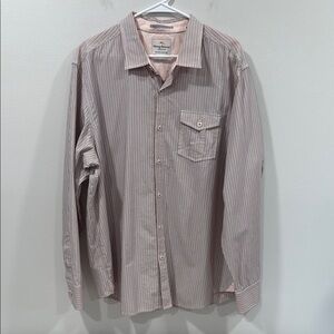 Tommy Bahama White and Orange Casual Button Down Shirt Size XL EUC